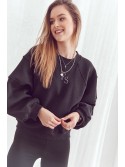 Loose, insulated sweatshirt with leggings, black FI693 - Online store - Boutique